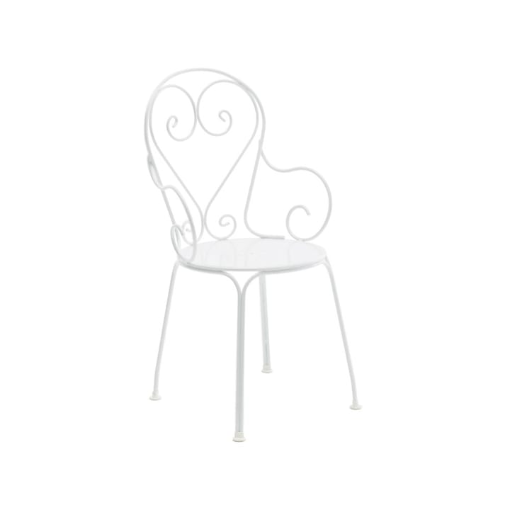 Krzesło z podłokietnikami Classic No.1  - Kolor biały, Siedzisko metalowe - Byarums bruk