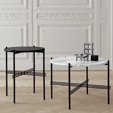 TS Round stolik boczny - black marquina marble, ø80, czarny stojak - GUBI