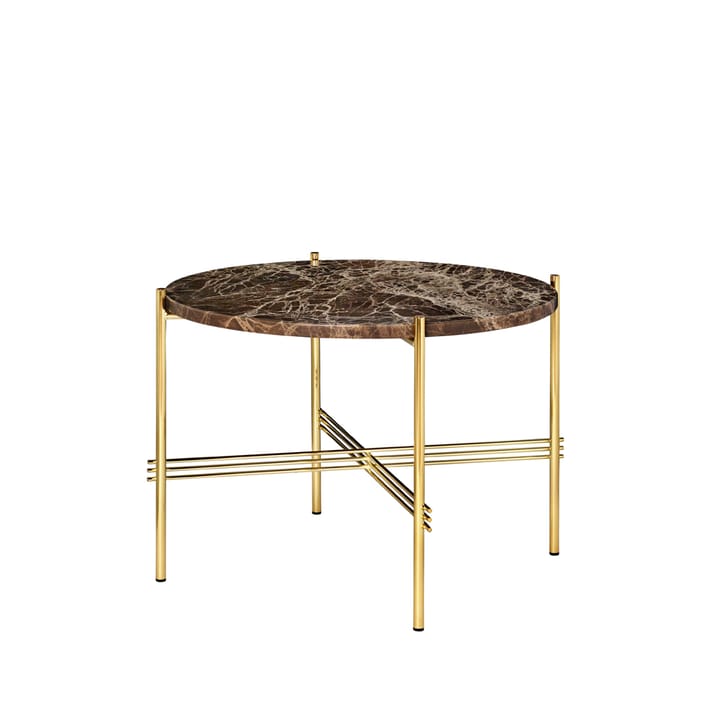 TS Round stolik boczny - brown emperador marble, ø55,mosiądz stojak - GUBI