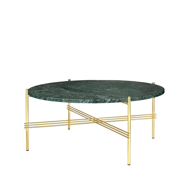 TS Round stolik boczny - green guatemala marble, ø80, mosiądz stojak - GUBI