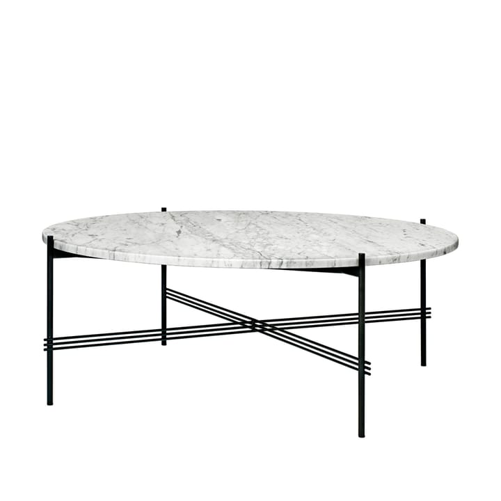 TS Round stolik boczny - white carrara marble, ø105, czarny stojak - GUBI