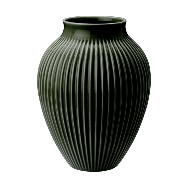 Wazon żebrowany Knabstrup 20 cm - Dark green - Knabstrup Keramik
