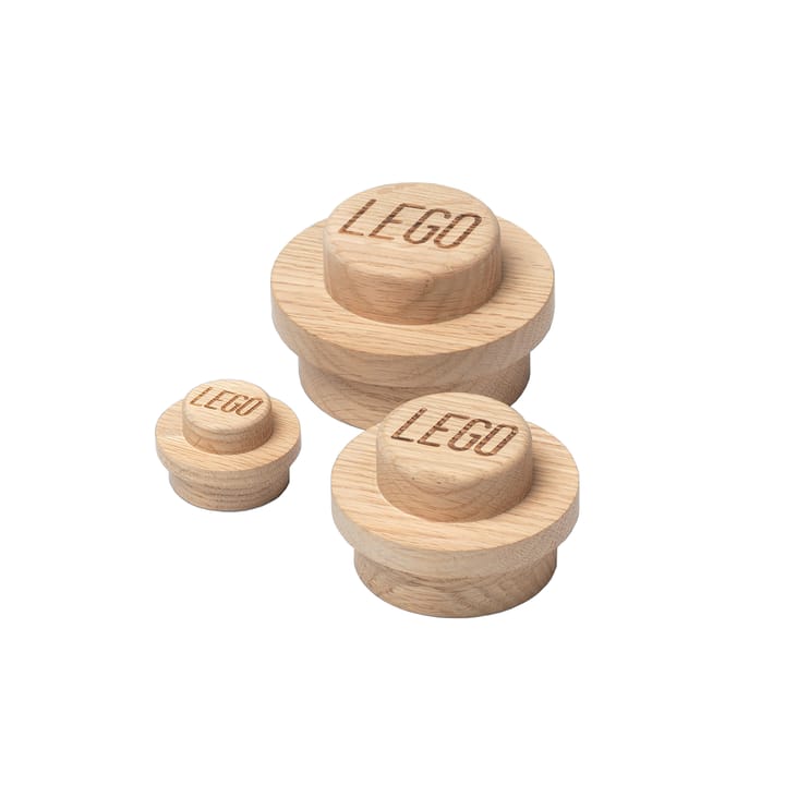 Drewniany zestaw wieszaków ściennych LEGO - Dąb mydlony - Lego