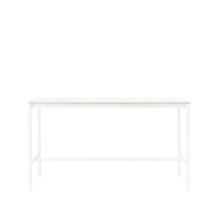 Base High stół barowy - biały laminat, biały stojak, krawędź ze sklejki, s85 l190 w105 - Muuto