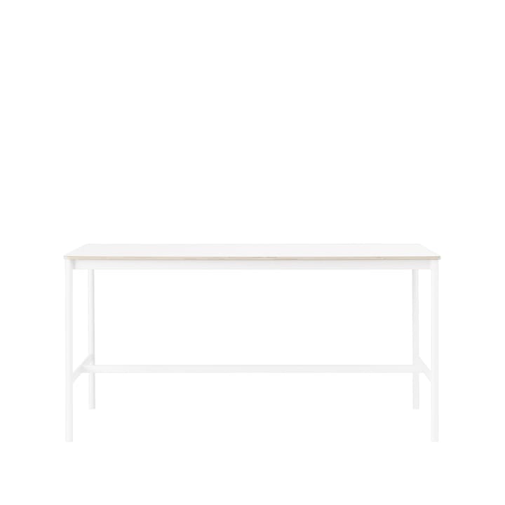 Base High stół barowy - biały laminat, biały stojak, krawędź ze sklejki, s85 l190 w95 - Muuto