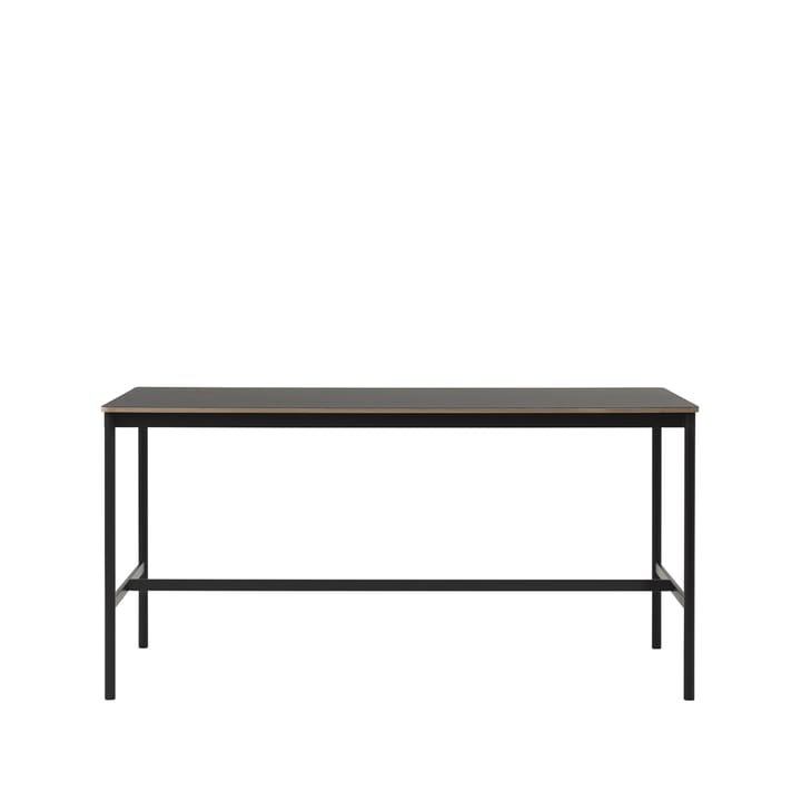 Base High stół barowy - czarne linoleum, czarny stojak, krawędź ze sklejki, s85 l190 h95 - Muuto