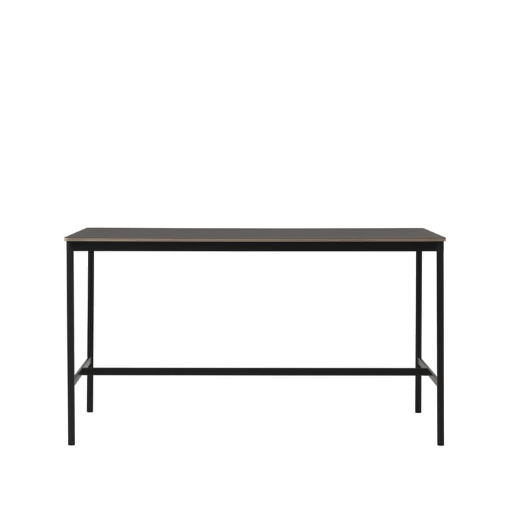 Base High stół barowy - czarne linoleum, czarny stojak, krawędź ze sklejki, s85 l190 w105 - Muuto