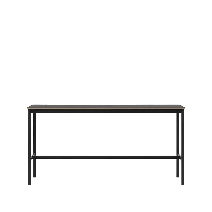 Base High stół barowy - czarne linoleum, czarny stojak, krawędź ze sklejki, w50 l190 h95 - Muuto