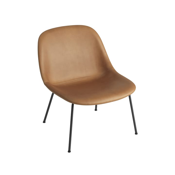Fiber lounge fotel ze stalowymi nogami - Refine leather cognac-Black - Muuto