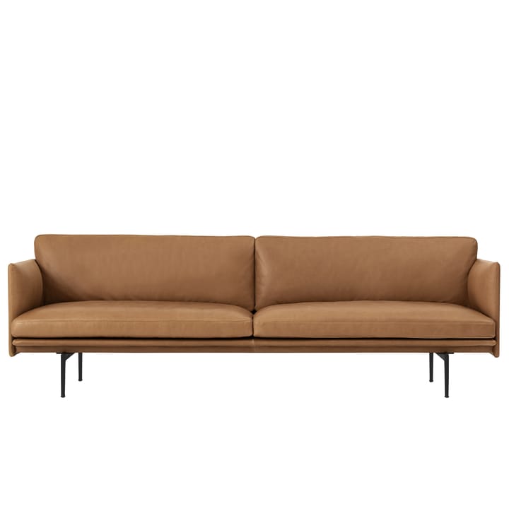 Outline sofa 3-osobowa skóra - Cognac-czarne nogi - Muuto