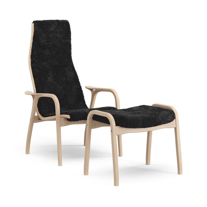 Fotel i podnóżek Lamino lakierowany buk/skóra jagnięca - Black (czarny) - Swedese