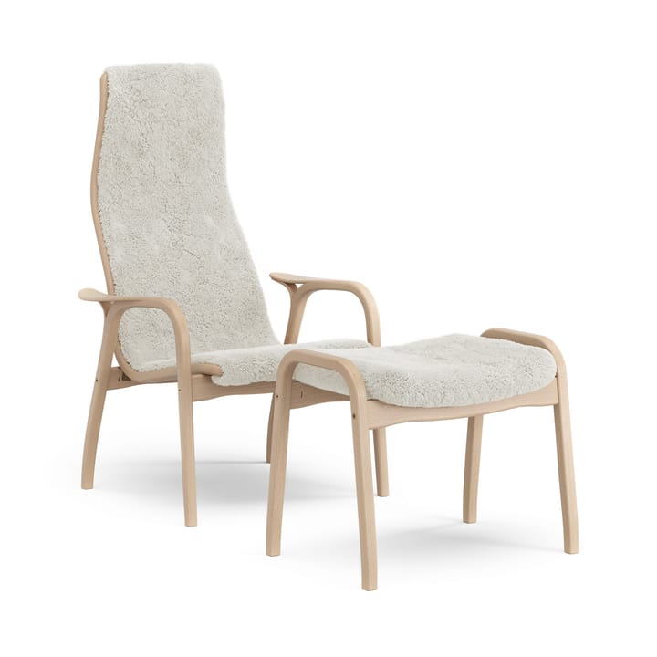 Fotel i podnóżek Lamino lakierowany buk/skóra jagnięca - Offwhite (biały) - Swedese