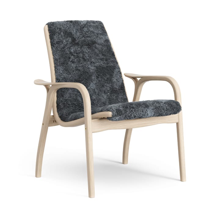 Fotel z laminatu dąb biały pigmentowany/skóra owcza - Charcoal (ciemnoszary) - Swedese