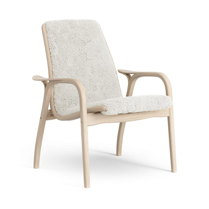 Fotel z laminatu dąb biały pigmentowany/skóra owcza - Offwhite (biały) - Swedese