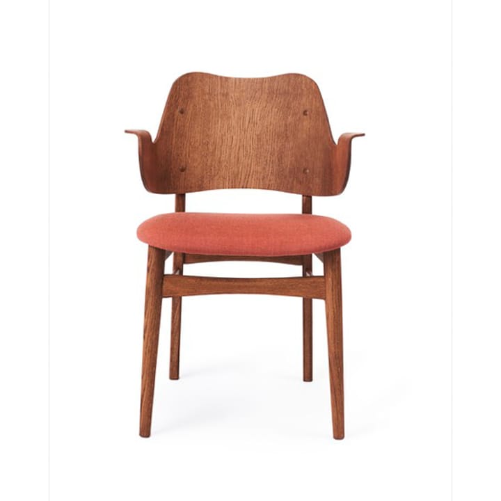 Gesture krzesło, tapicerowane siedzisko - tkanina canwazon 566 peachy pink, stojak z dębu tekowego olejowanego, tapicerowane siedzisko - Warm Nordic