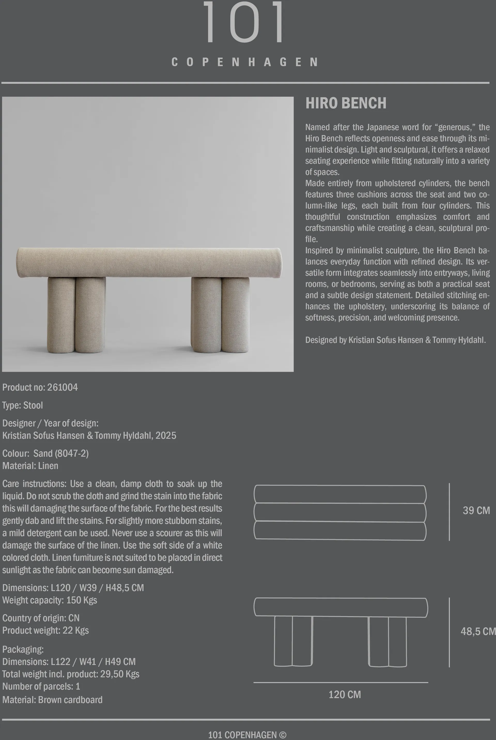 Ławka Hiro, Linen 101 Copenhagen