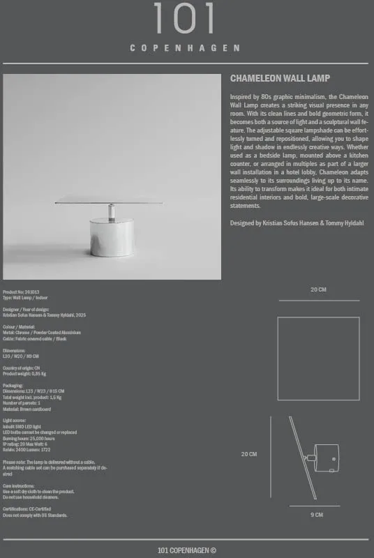 Chameleon kinkiet, Chrome 101 Copenhagen