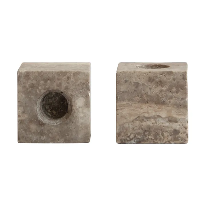 Cube świecznik 2 szt. - Silver Travertine - 101 Copenhagen