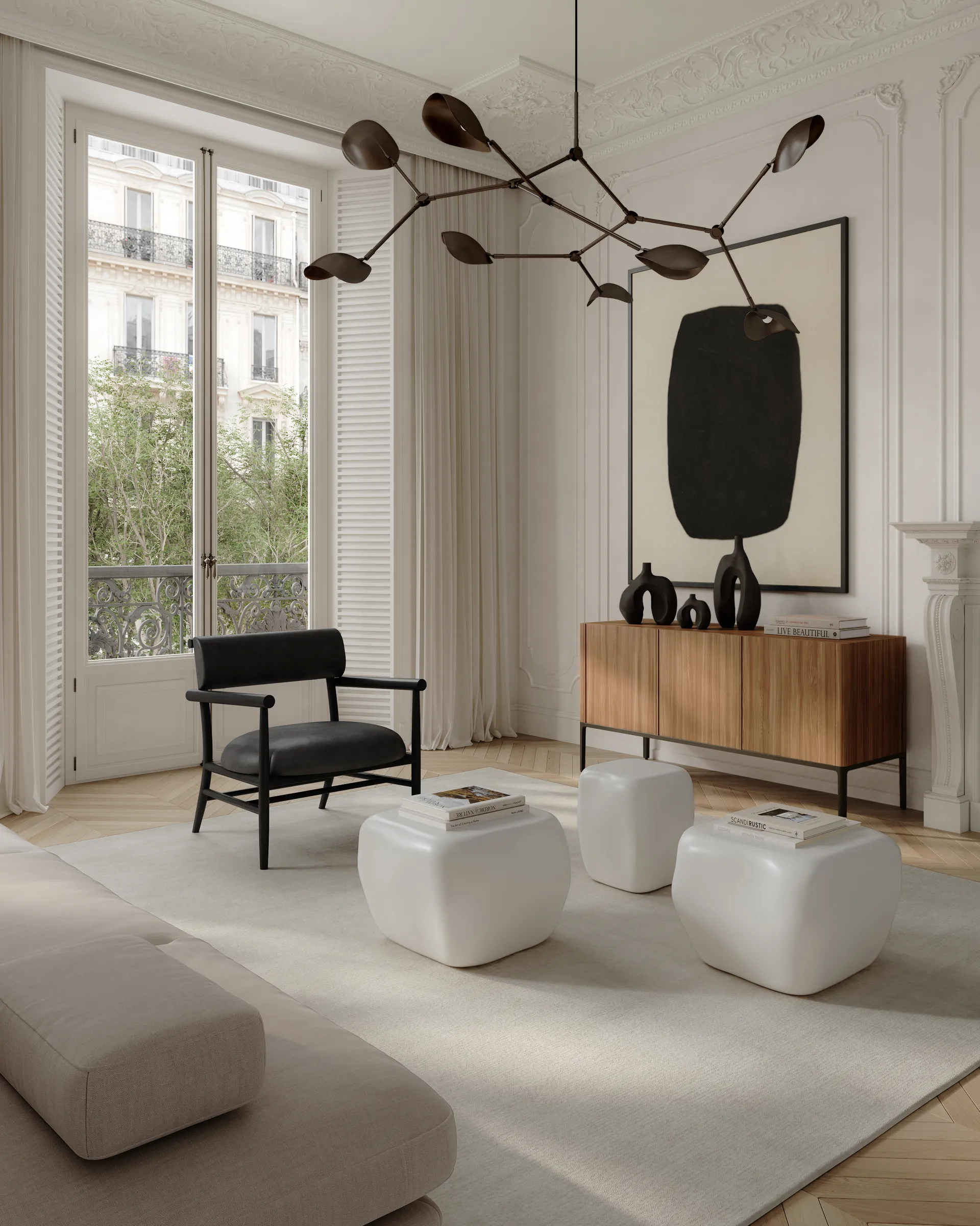 Fotel lounge Nama, Czarna skóra anilinowa 101 Copenhagen