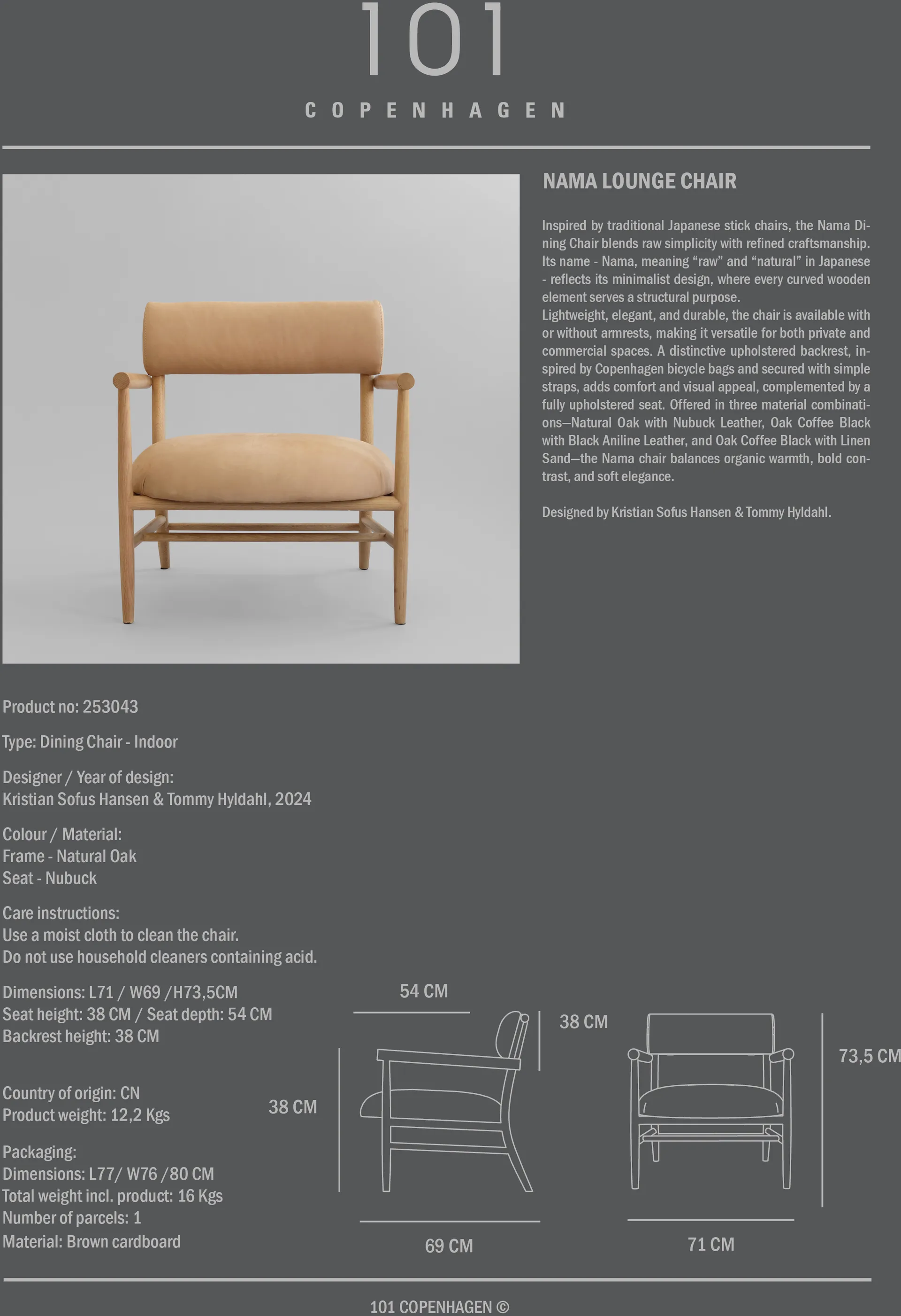Fotel lounge Nama, Nubuk 101 Copenhagen