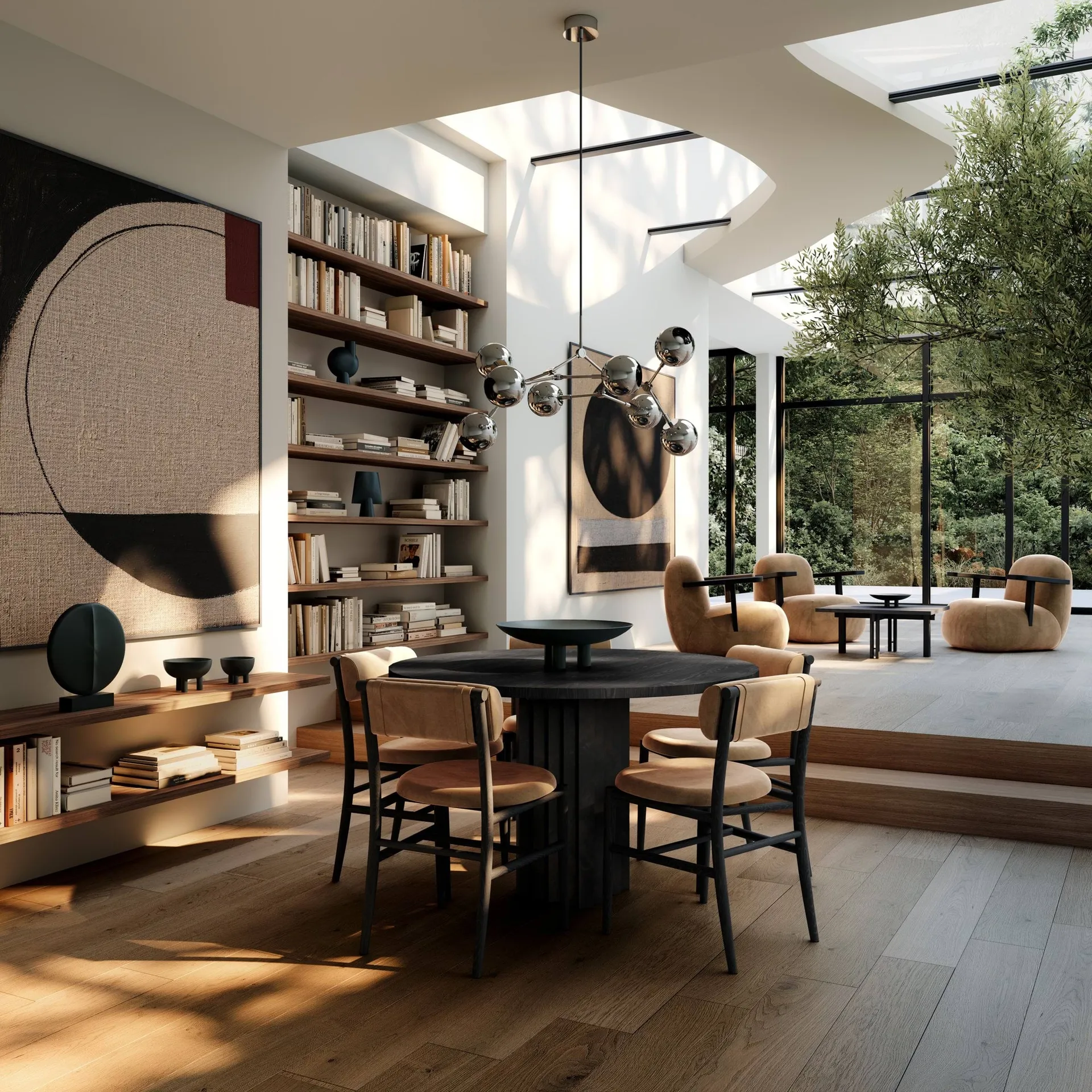 Fotel z podłokietnikami Toe chair, Coffee black oak-desert 101 Copenhagen