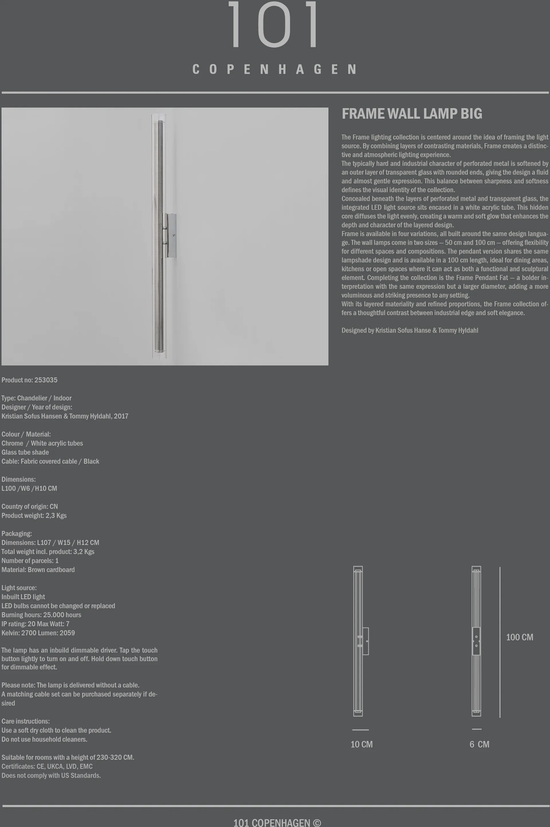 Kinkiet Frame, duży, Chrom 101 Copenhagen