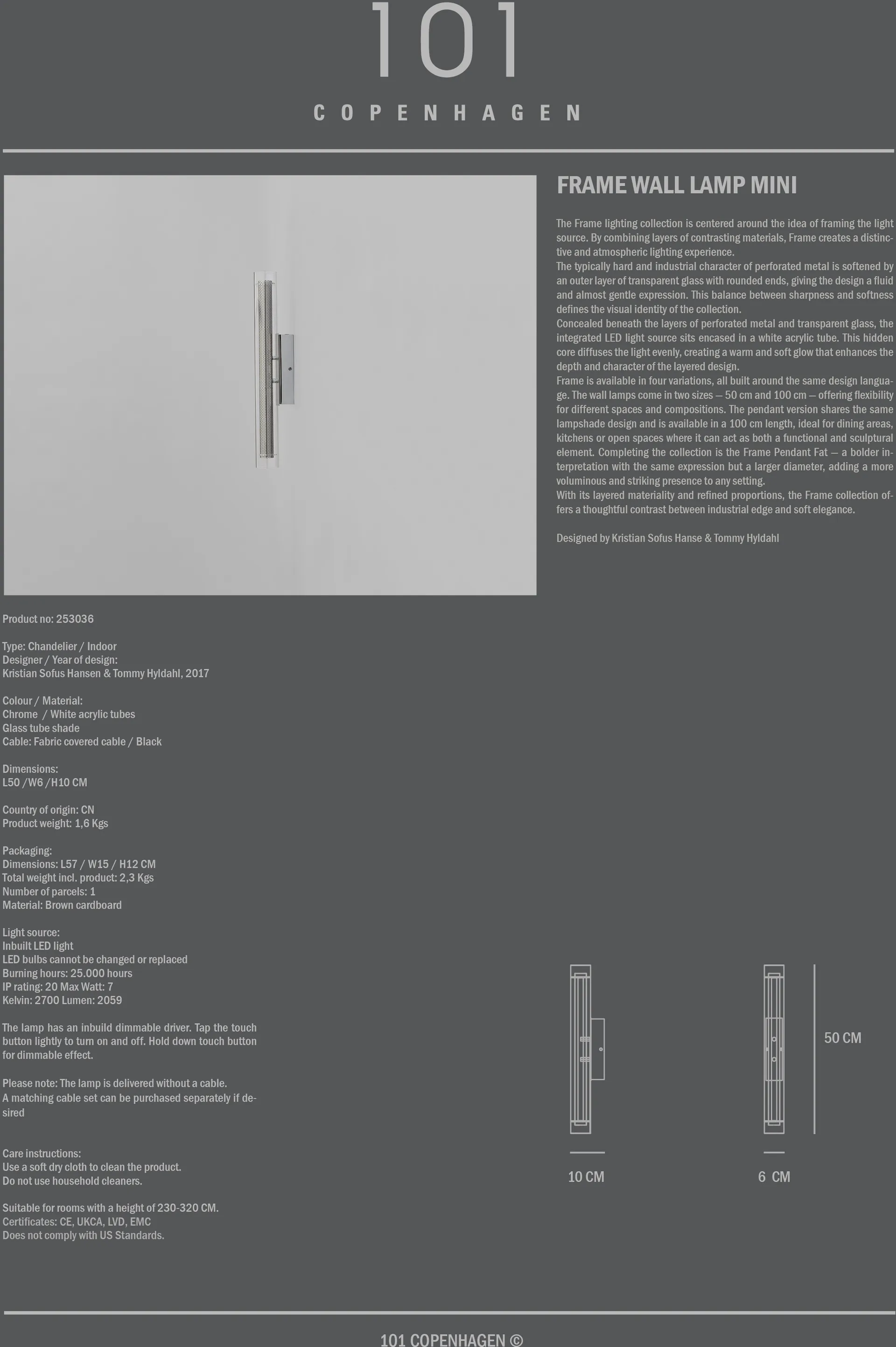 Kinkiet Frame, mały, Chrom 101 Copenhagen