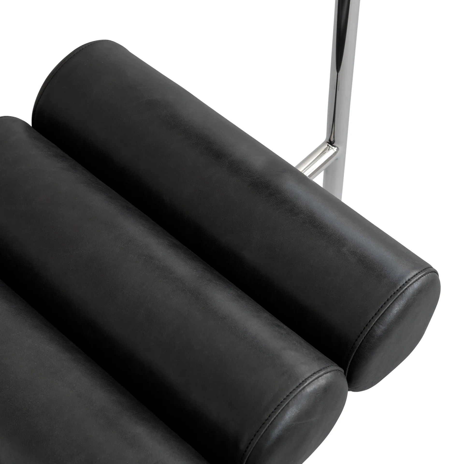 Krzesło do jadalni Hiro, Stal nierdzewna-anilinowa skóra czarna 101 Copenhagen