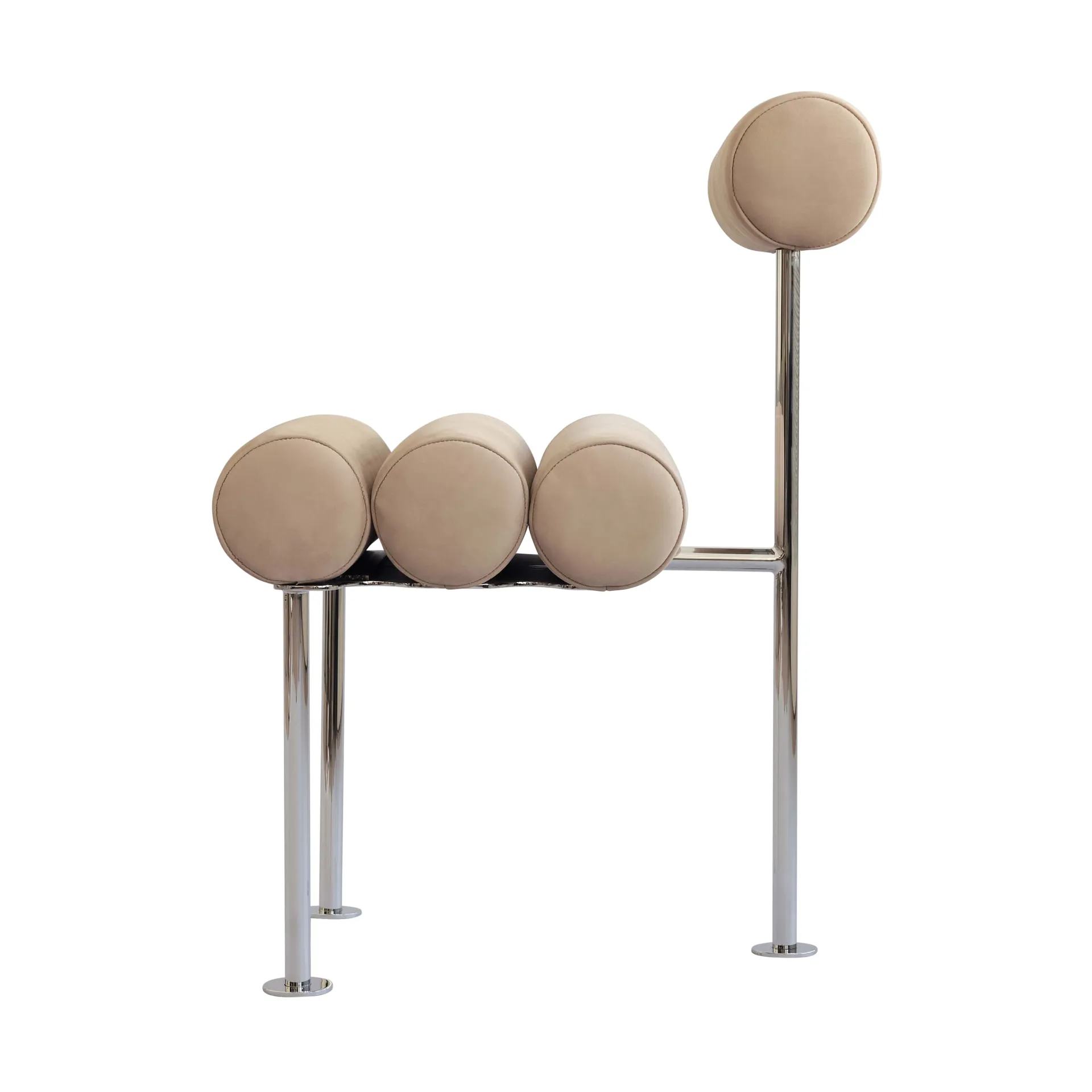 Krzesło do jadalni Hiro, Stal nierdzewna-nubuk 101 Copenhagen