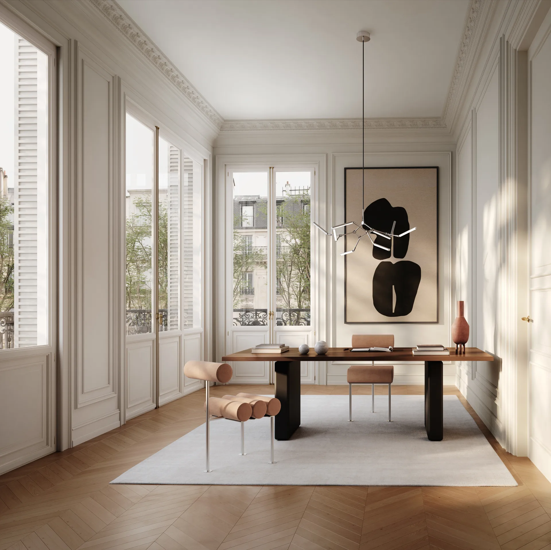 Krzesło do jadalni Hiro, Stal nierdzewna-nubuk 101 Copenhagen