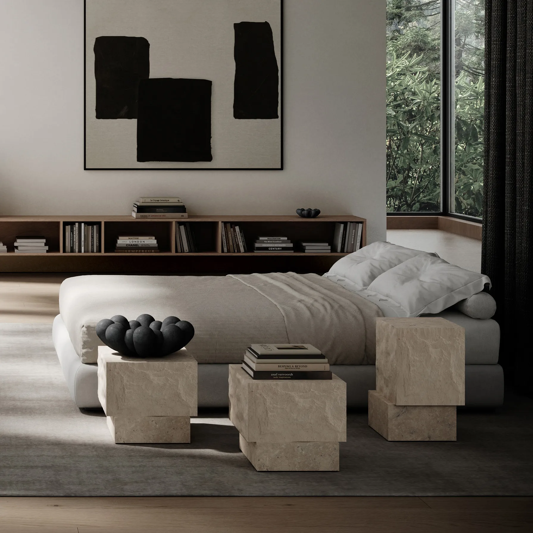 Stolik boczny Temple low 42x40 cm, Chrome-limestone 101 Copenhagen