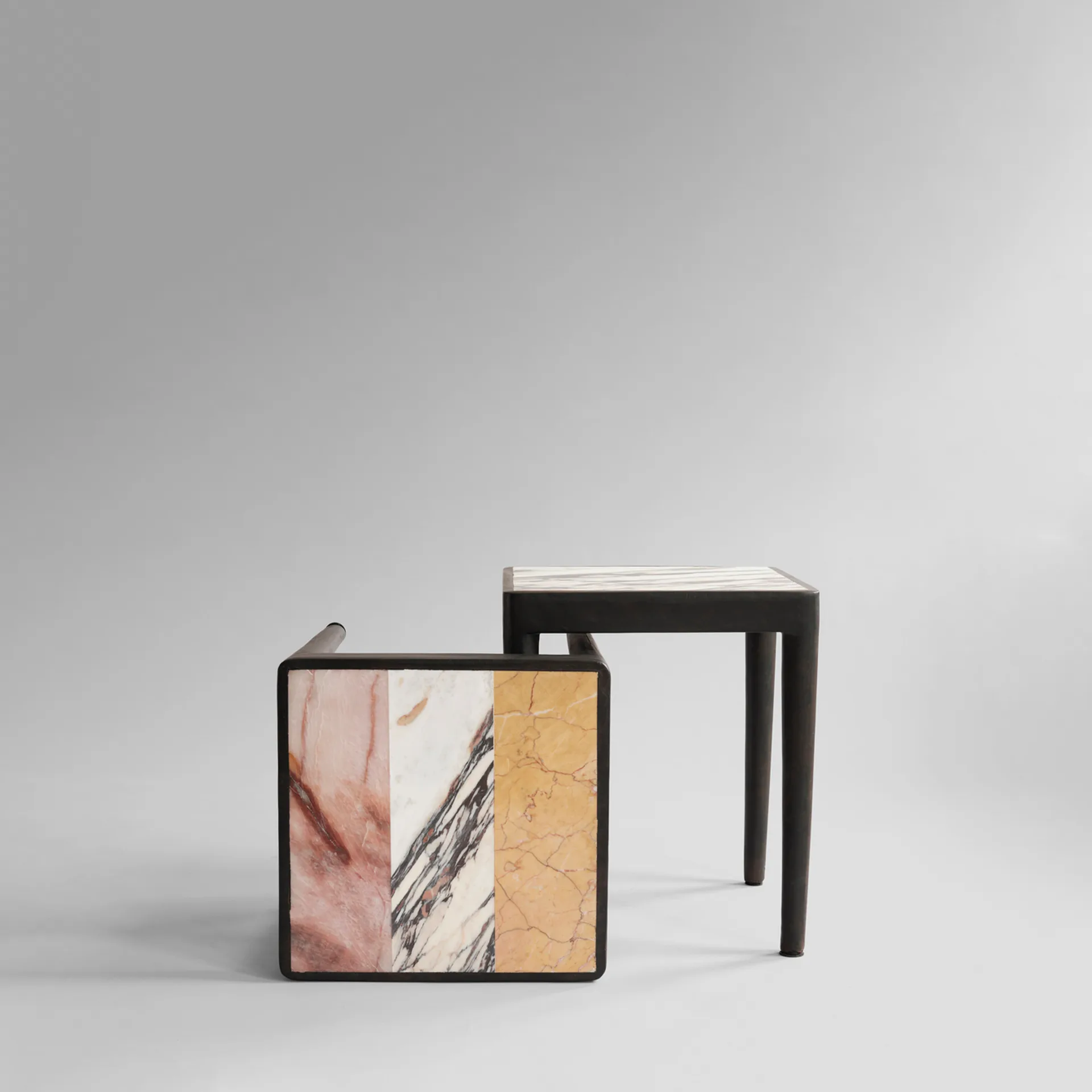 Tairu stolik 38x38 cm striped, Peach-Calacatta-Yellow 101 Copenhagen