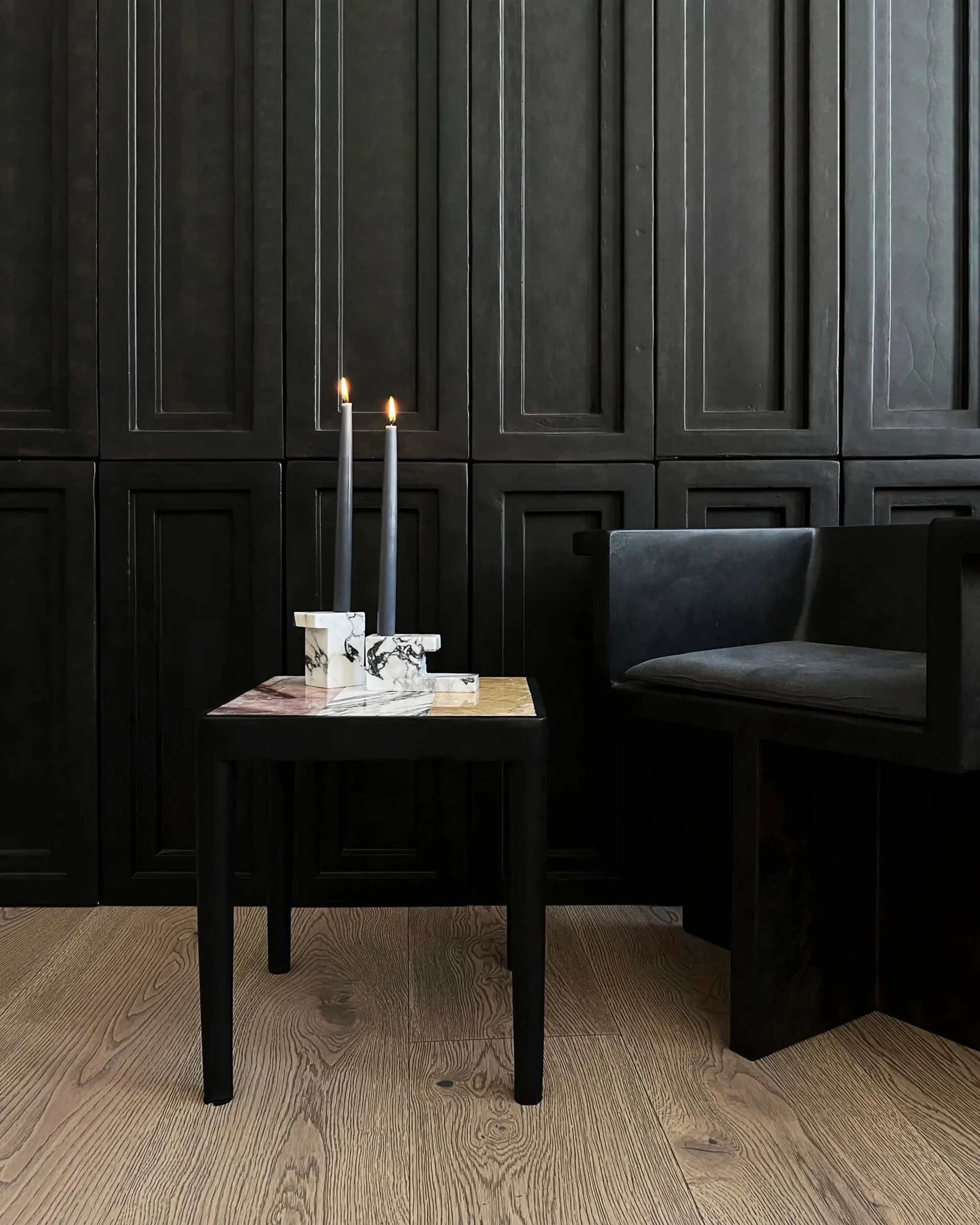 Tairu stolik 38x38 cm striped, Peach-Calacatta-Yellow 101 Copenhagen