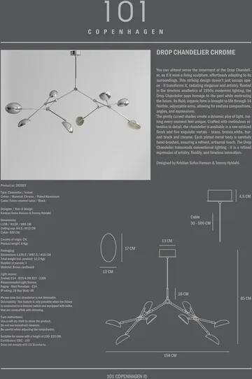 Żyrandol Drop Chandelier - Chrome - 101 Copenhagen