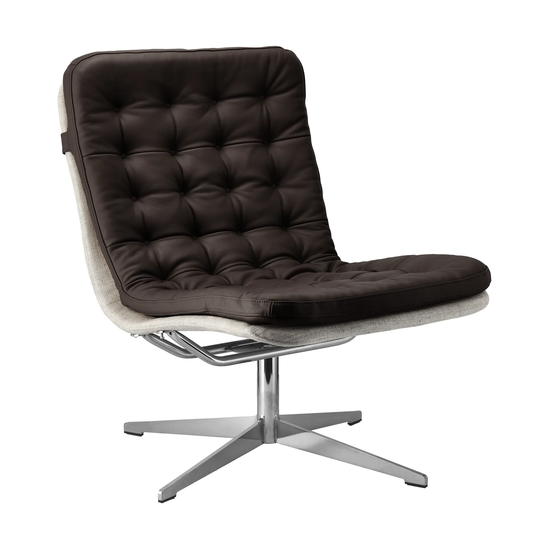 Fotel obrotowy Loholm, Ciemnobrązowa skóra-Bern Beige 0341 1898