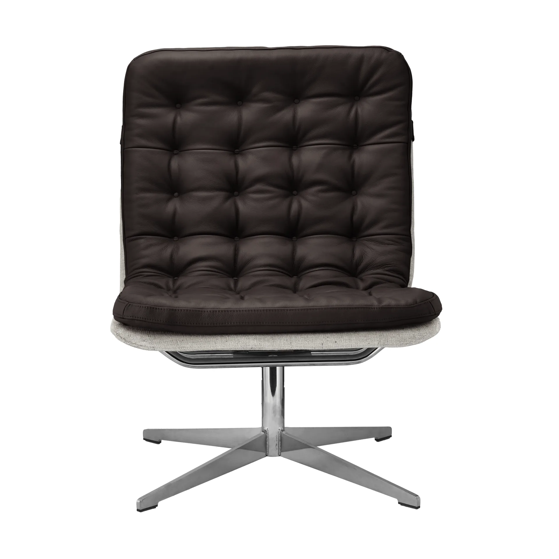 Fotel obrotowy Loholm, Ciemnobrązowa skóra-Bern Beige 0341 1898