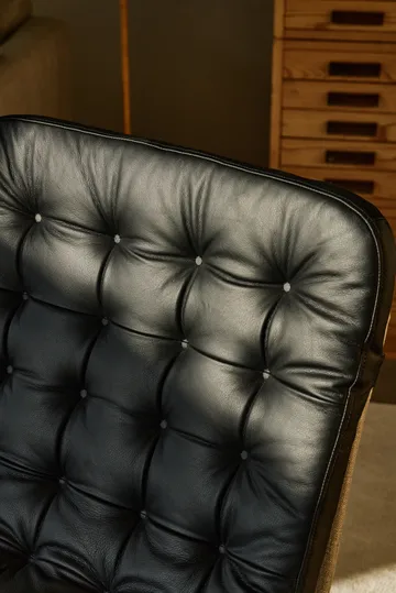 Fotel obrotowy Loholm - Czarna skóra-Bern Beige 0341 - 1898