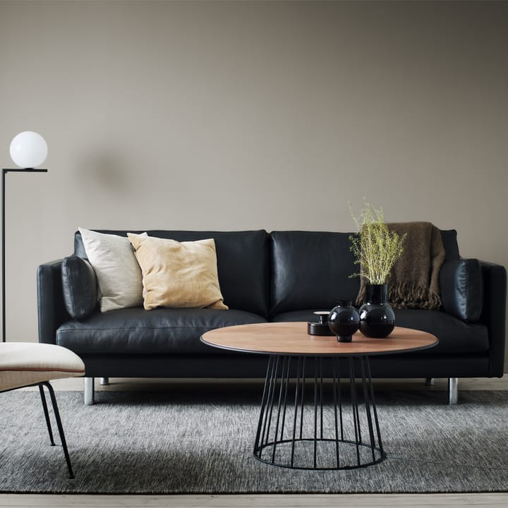 Haga 3-osobowa sofa, Skóra sevilla czarny, metalowe nogi 1898
