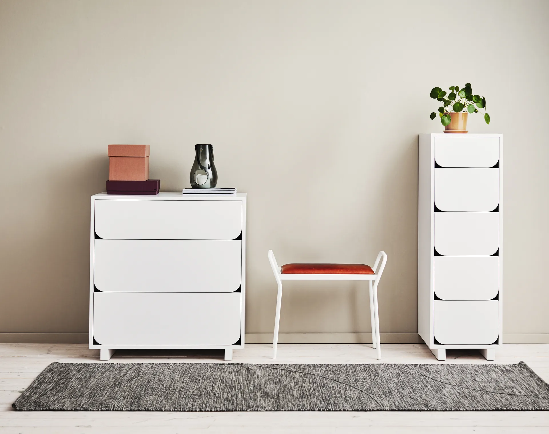 Komoda niska Vidja z 3 szufladami, Biały 1898