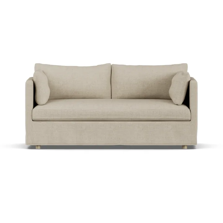 Linnevik sofa - Bern beige 0341-dąb olejowany na biało, 2-osobowa, z falbaną - 1898