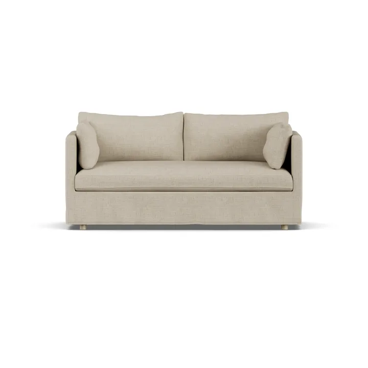 Linnevik sofa - Bern beige 0341-dąb olejowany na biało, 2-osobowa, z falbaną - 1898