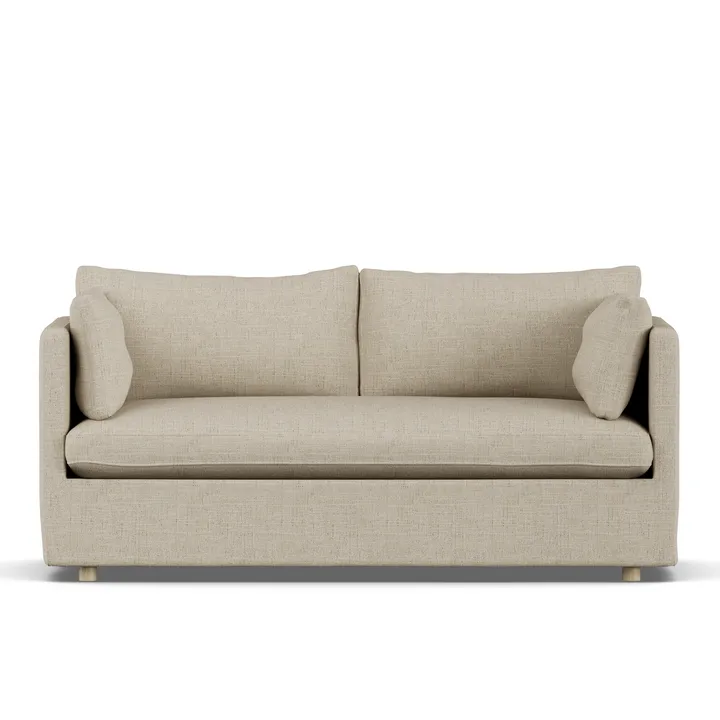 Linnevik sofa - Bern beige 0341-dąb olejowany na biało, 2-osobowa, z falbaną - 1898