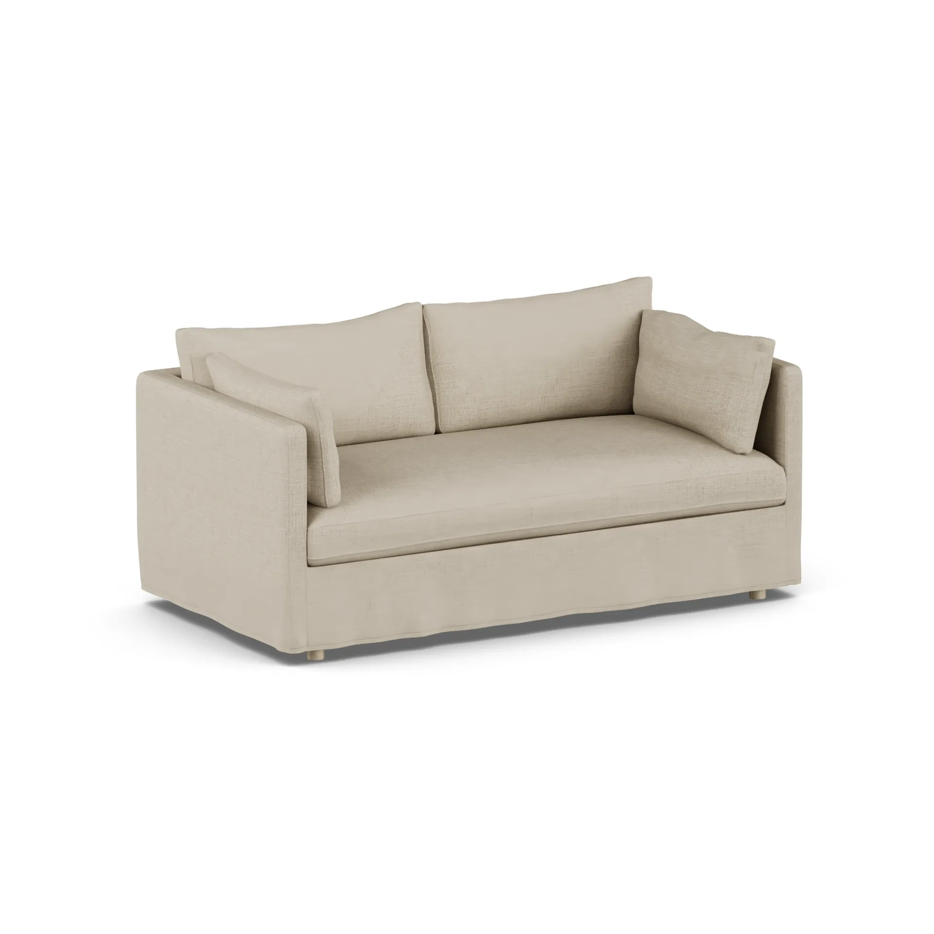 Linnevik sofa, Bern beige 0341-dąb olejowany na biało, 2-osobowa, z falbaną 1898