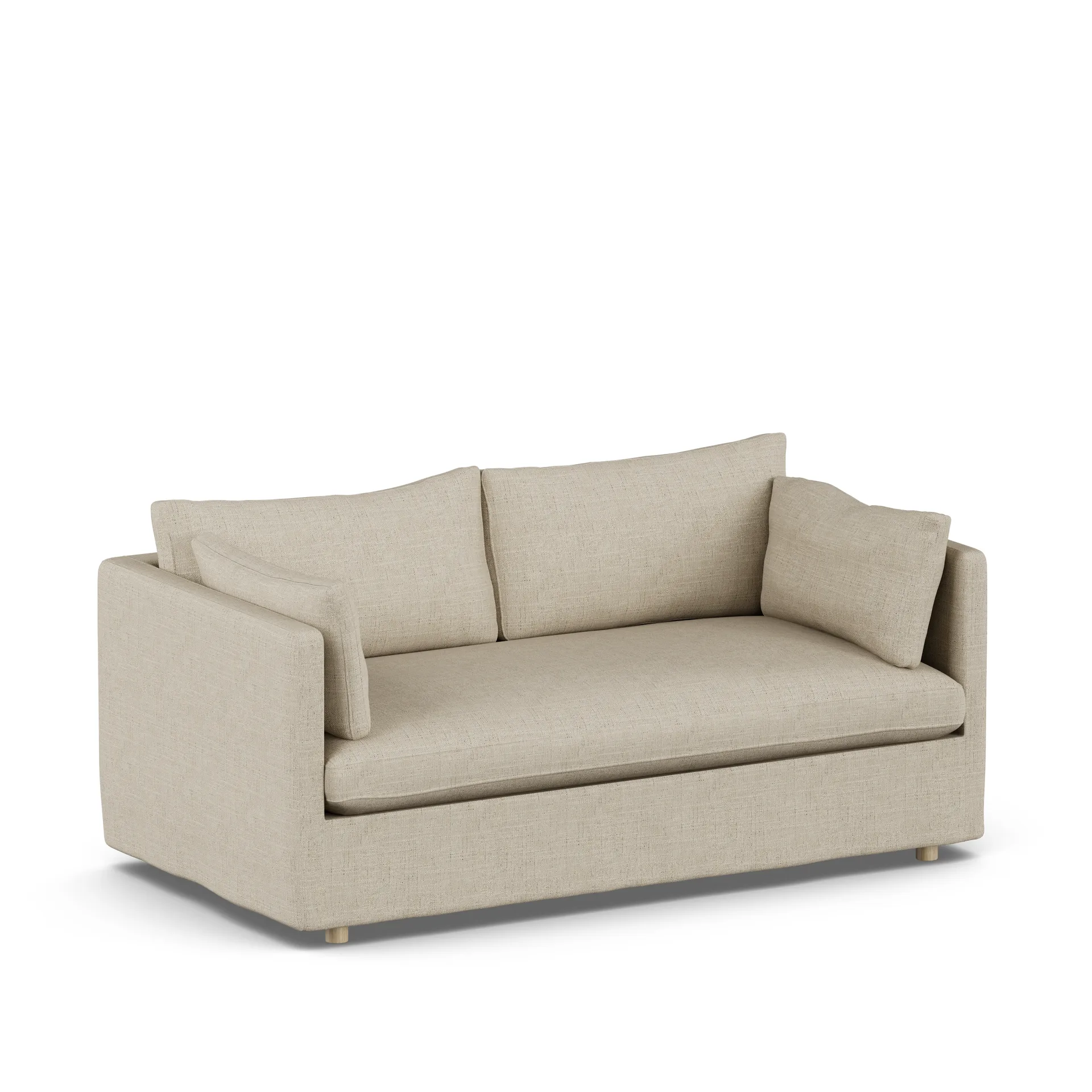 Linnevik sofa, Bern beige 0341-dąb olejowany na biało, 2-osobowa, z falbaną 1898