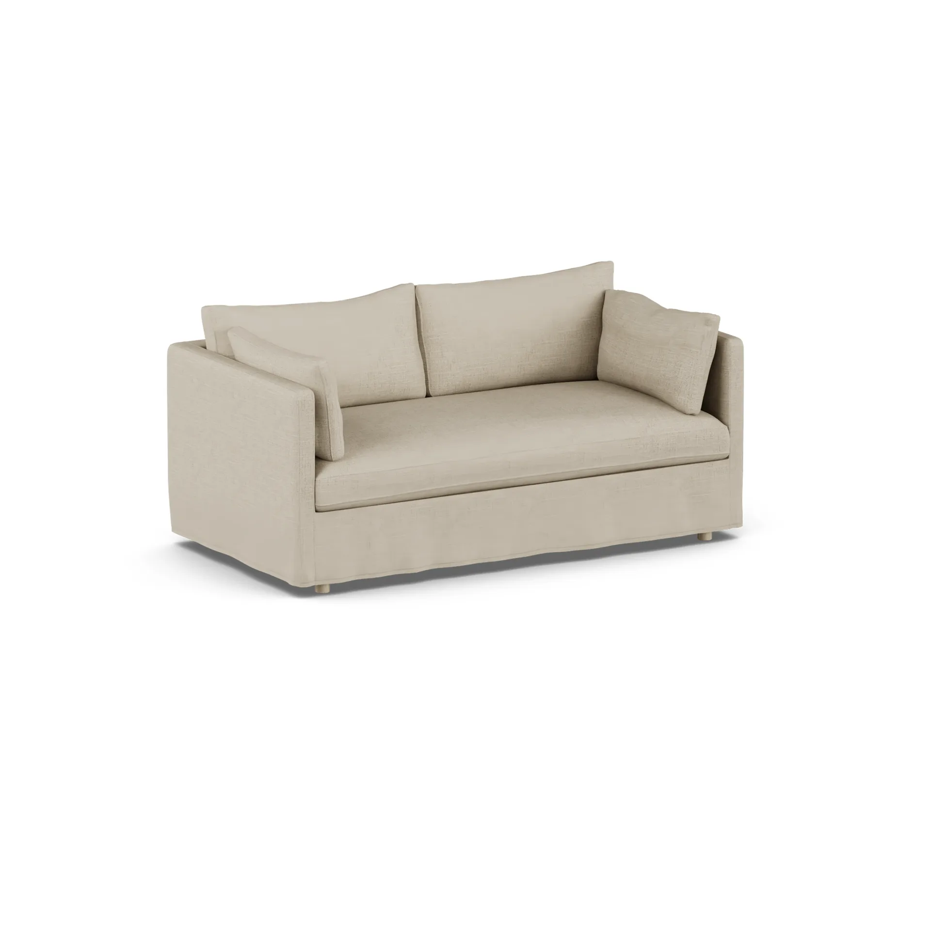 Linnevik sofa, Bern beige 0341-dąb olejowany na biało, 2-osobowa, z falbaną 1898