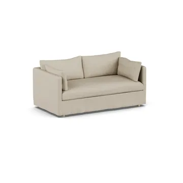 Linnevik sofa - Bern beige 0341-dąb olejowany na biało, 2-osobowa, z falbaną - 1898