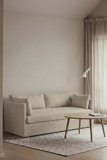 Linnevik sofa - Bern beige 0341-dąb olejowany na biało, 2-osobowa, z falbaną - 1898