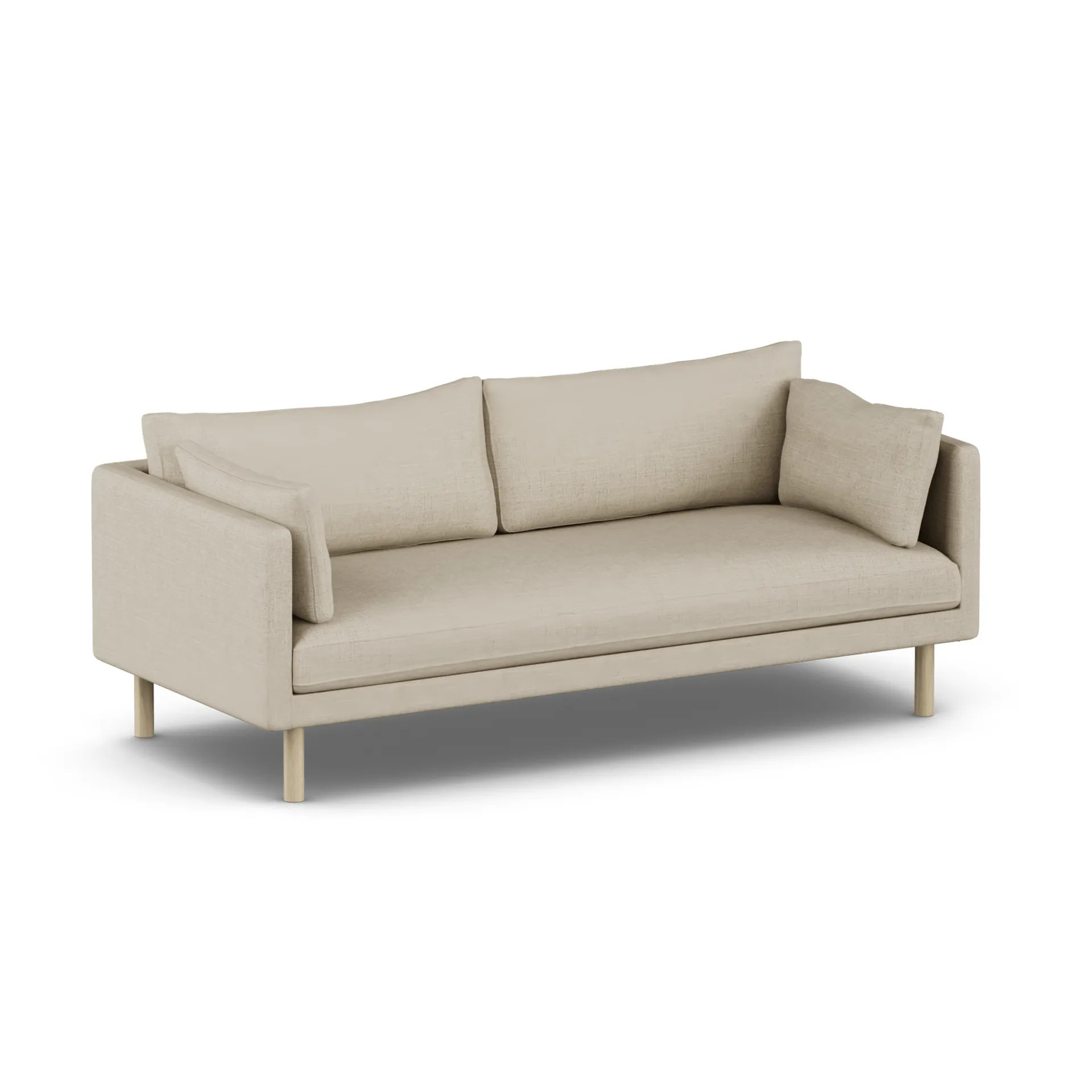 Linnevik sofa, Bern Beige 0341-dąb olejowany na biało, 3-osobowa, bez falbany 1898