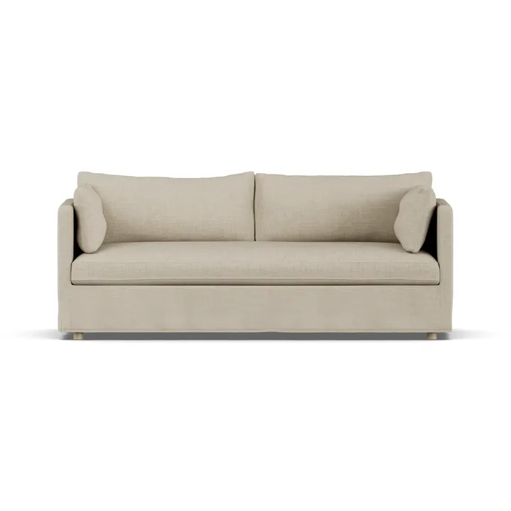 Linnevik sofa - Bern Beige 0341-dąb olejowany na biało, 3-osobowa, z falbaną - 1898