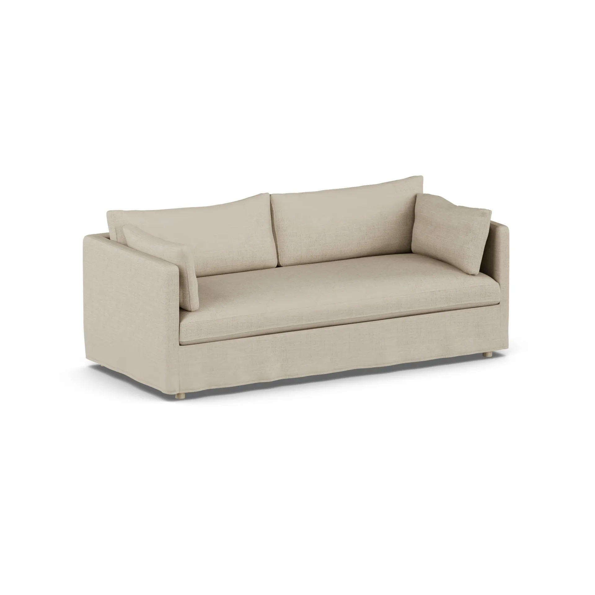 Linnevik sofa, Bern Beige 0341-dąb olejowany na biało, 3-osobowa, z falbaną 1898